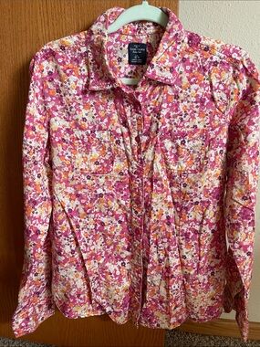 Faded Glory Pink Floral Button-Front Shirt